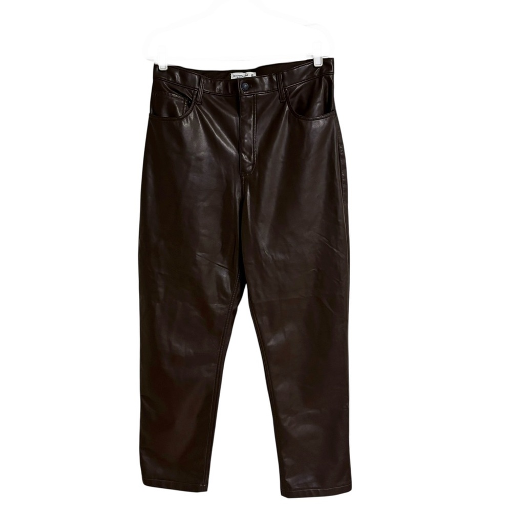 Abercrombie & Fitch Curve Love 90s straight high rise vegan leather pants 14 - Picture 5 of 11